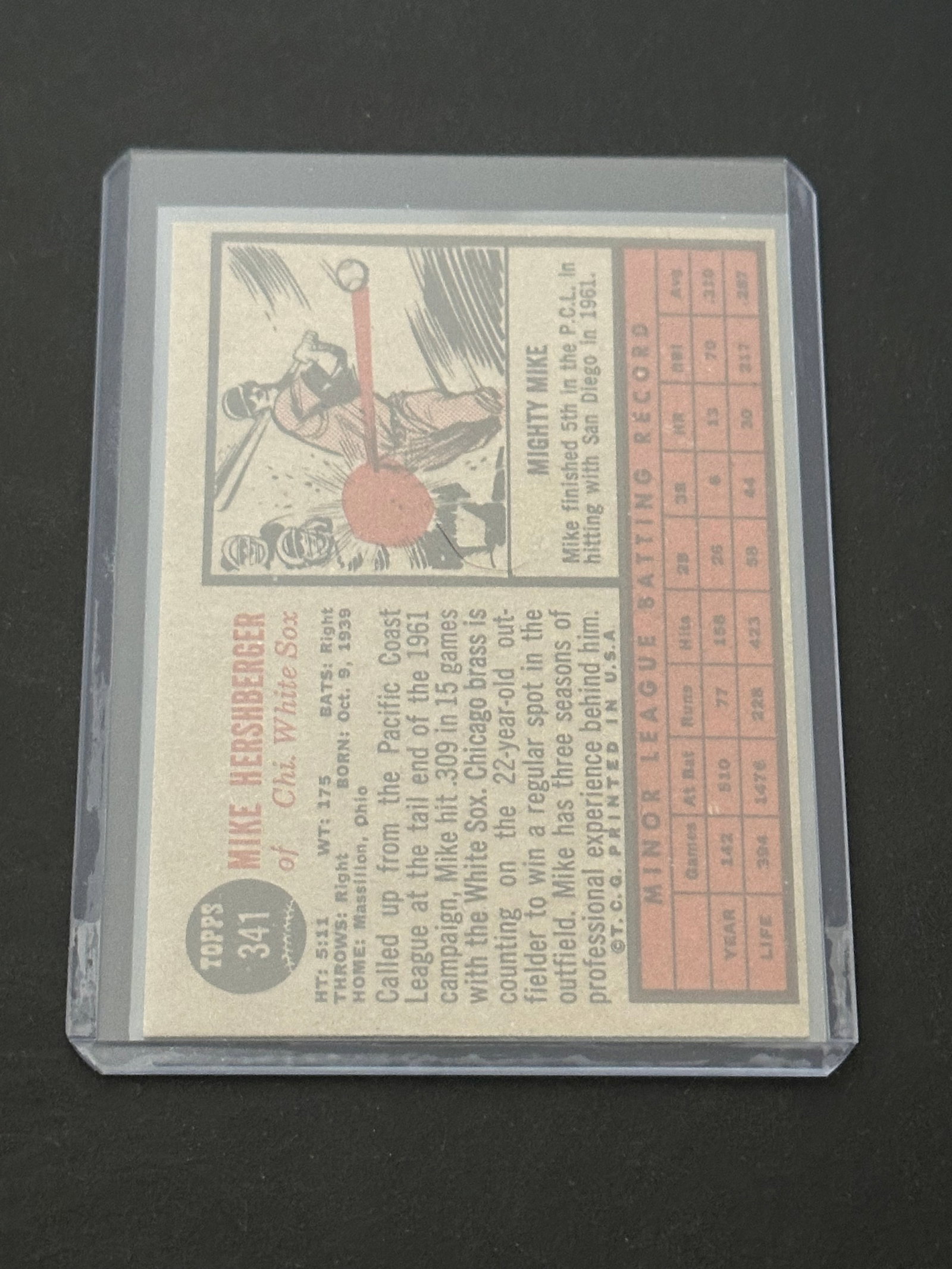 1962 Topps Mike Hershberger #341 - 2