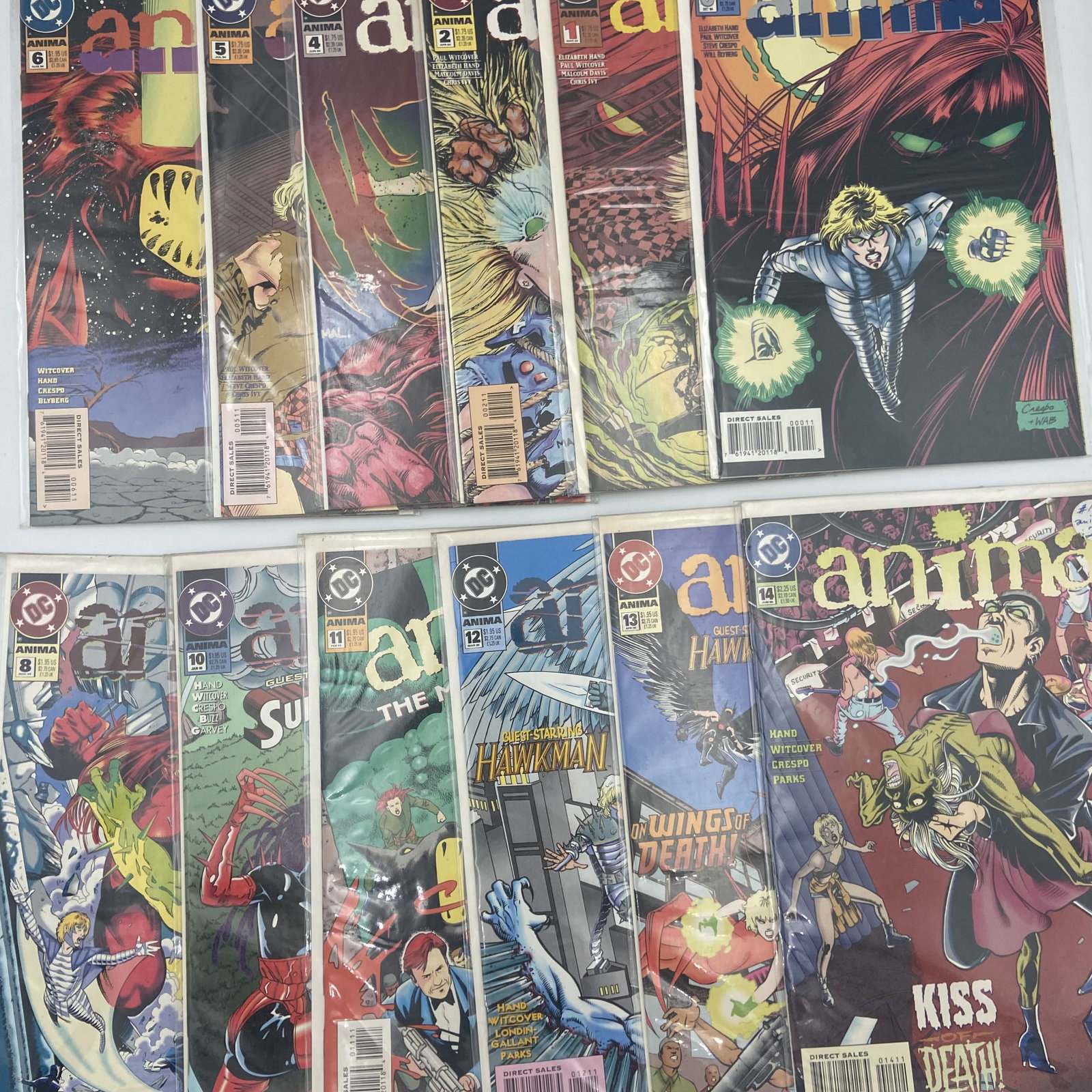 Dc Comics Anima: Lot of 12 all bagged and boarded from overstocked comic book store
