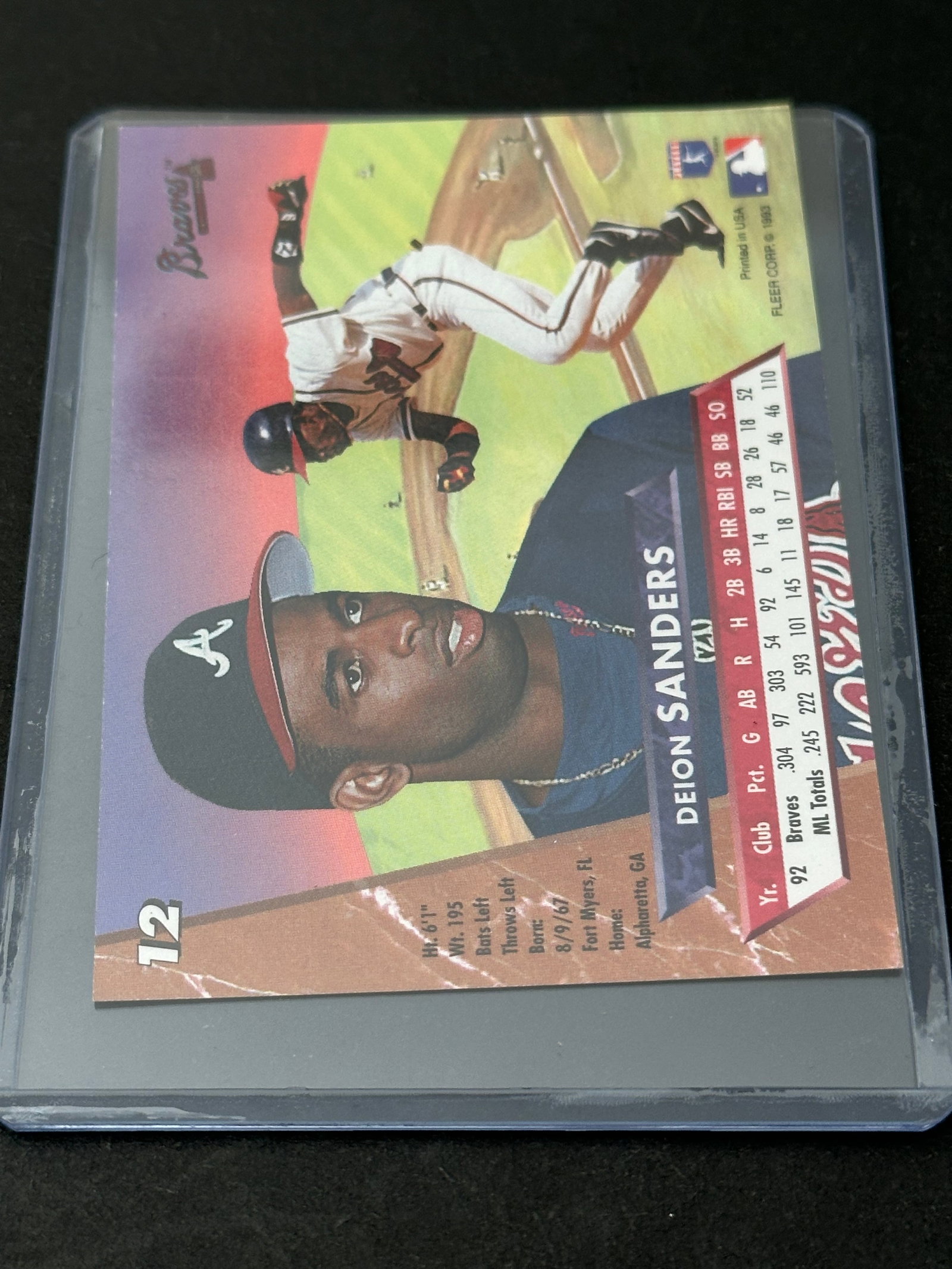 1993 Fleer Baseball Card Featuring Deion Sanders - 2