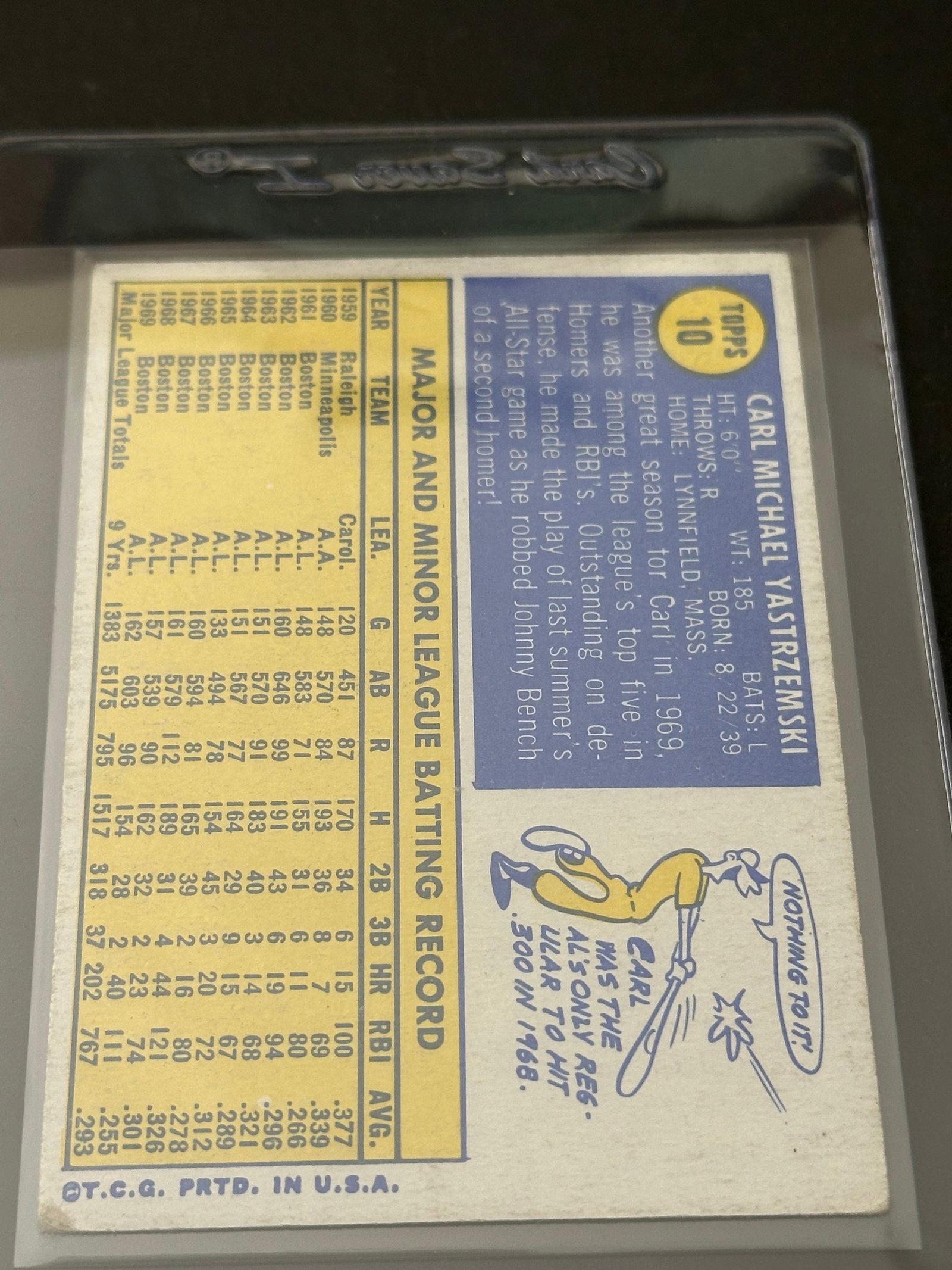 1970 Topps Baseball Card Featuring Boston Red Sox Legend Carl Yastrzemski - 2