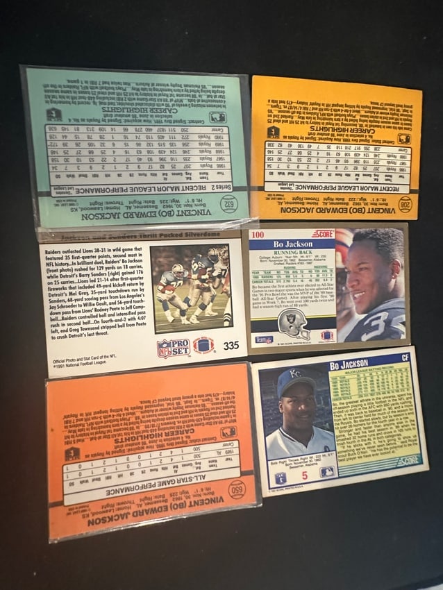Bo Jackson Trading Cards Lot - 2