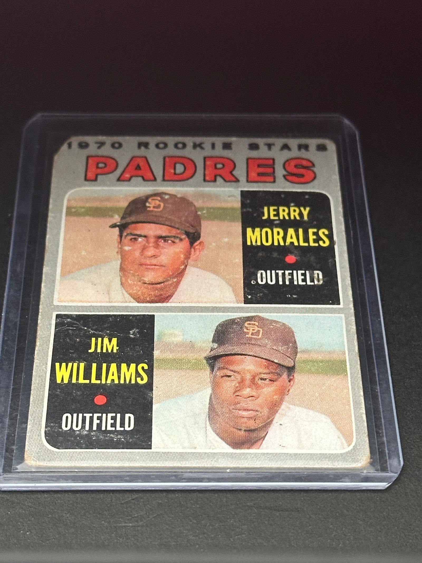 San Diego Padres Rookies Jerry Morales And Jim Williams: 1970 topps baseball card featuring san diego padres rookies jerry morales and jim williams. The card is a dual-player rookie star design from the 1970 topps