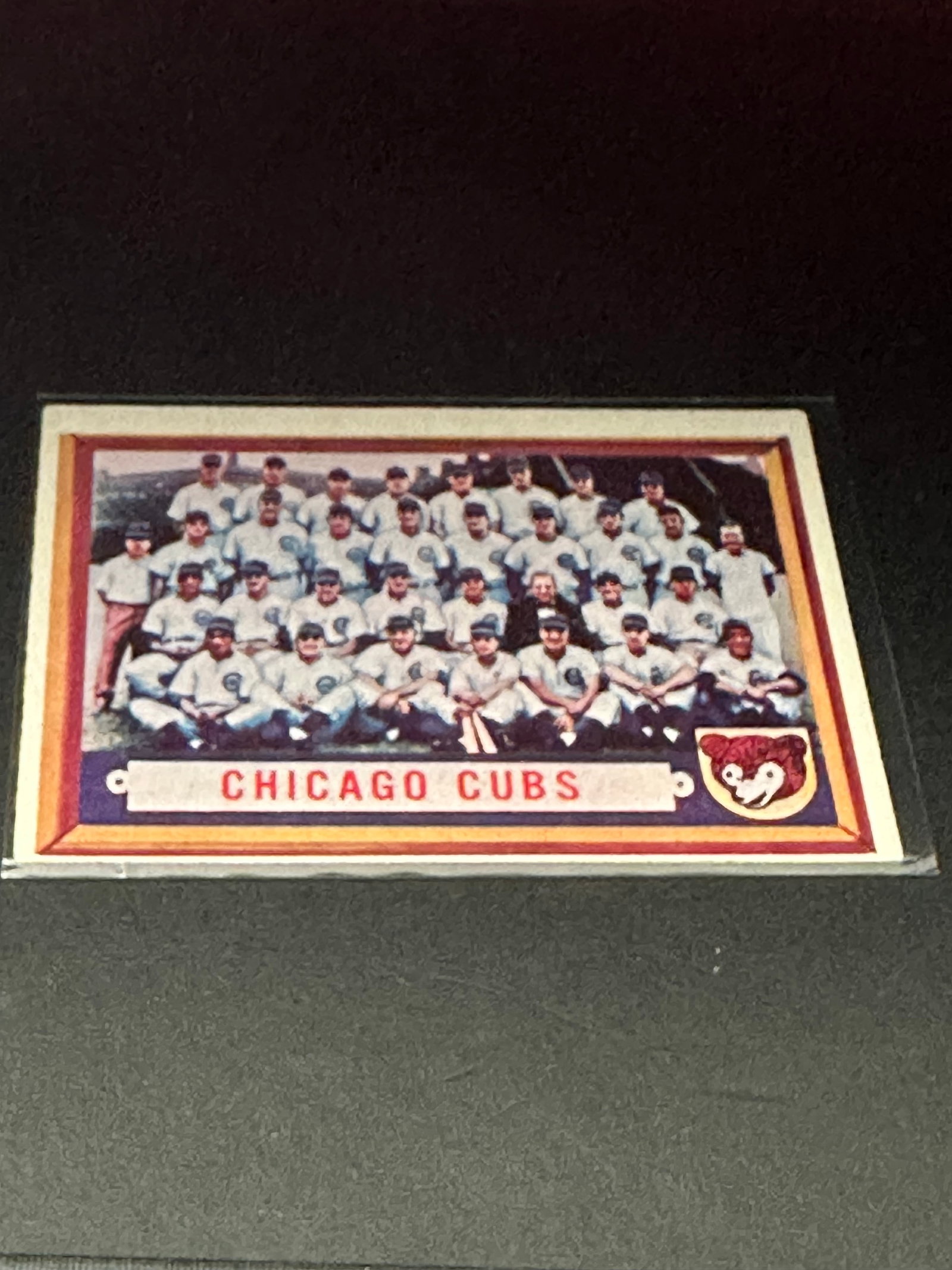 Chicago Cubs.: 1957 topps baseball card featuring the chicago cubs. The card displays team statistics, all-time leaders, and the "players pictured on front" section, listing various players and staff members. It
