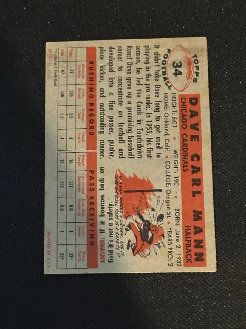 1956 Topps Vintage Football Trading Cards - 2