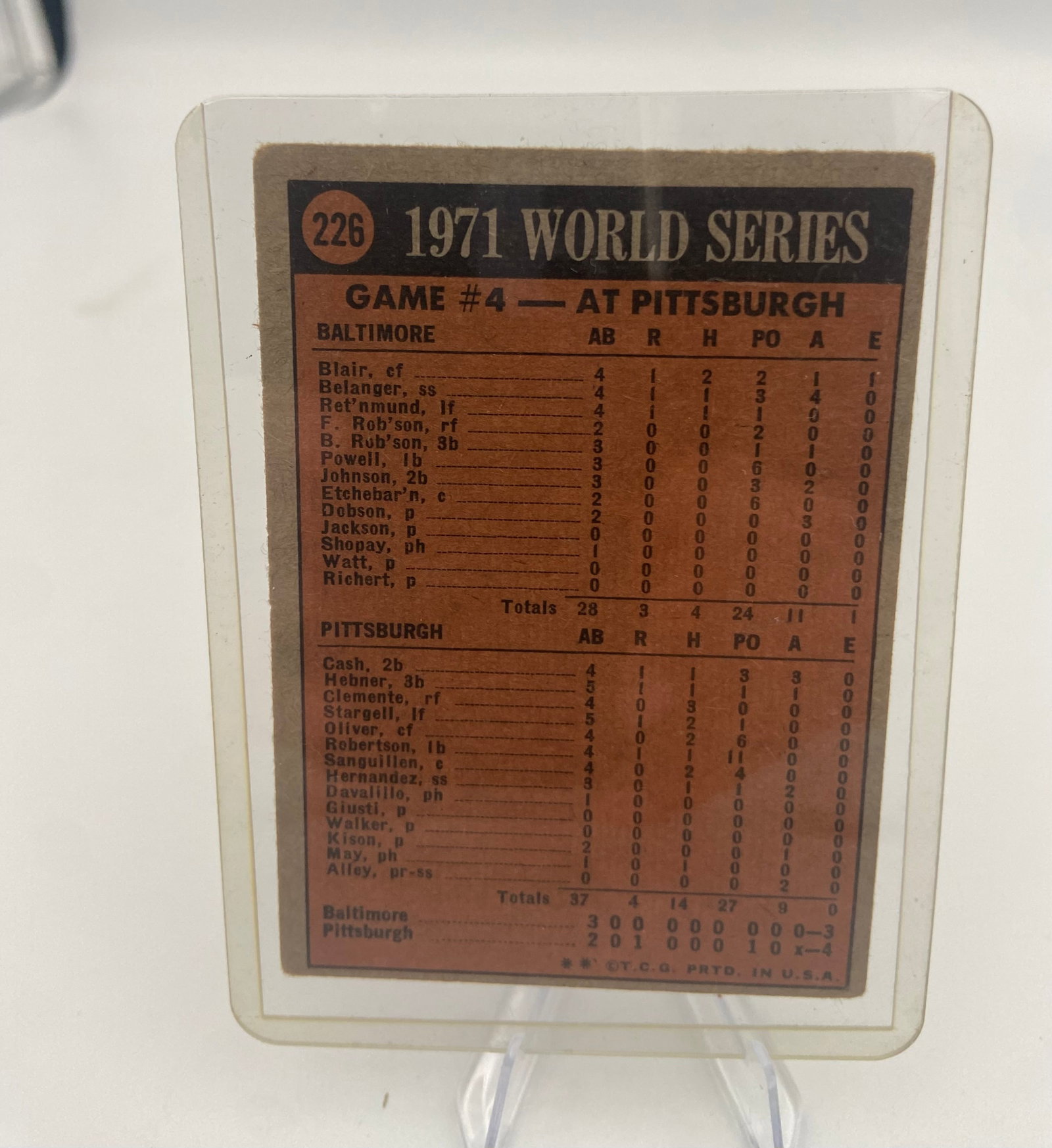 1972 Topps Roberto Bob Clemente #226 World Series Game #4 - 2