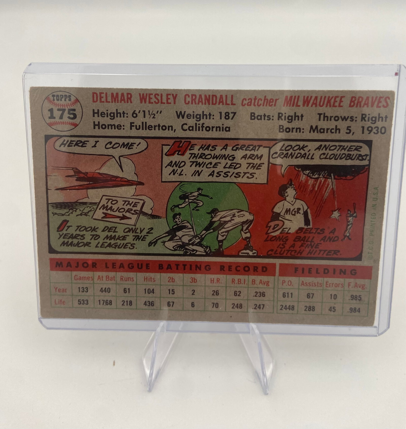 1956 Topps Del Crandall Milwaukee Braves - 2