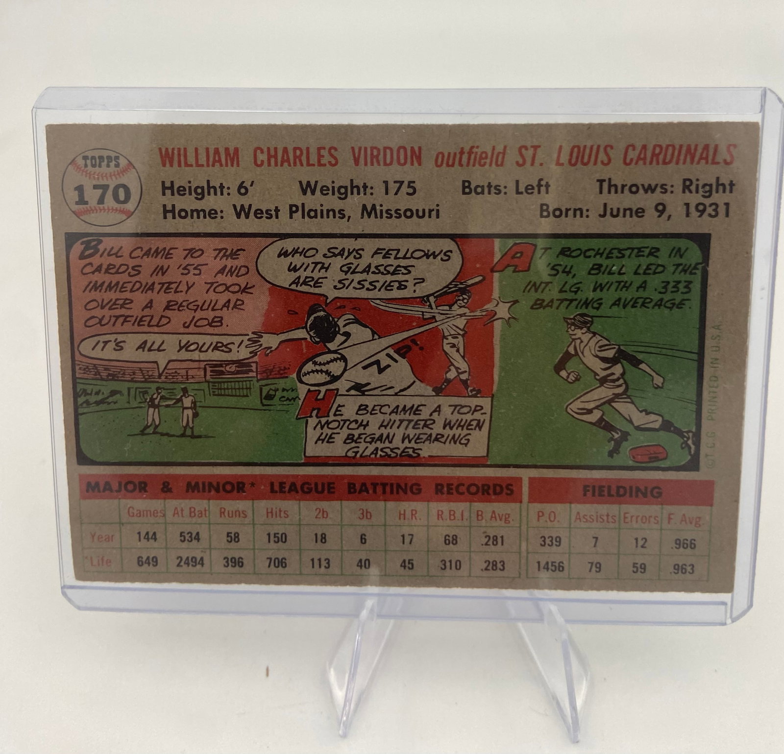 1956 Topps Bill Virdon #104 - 2