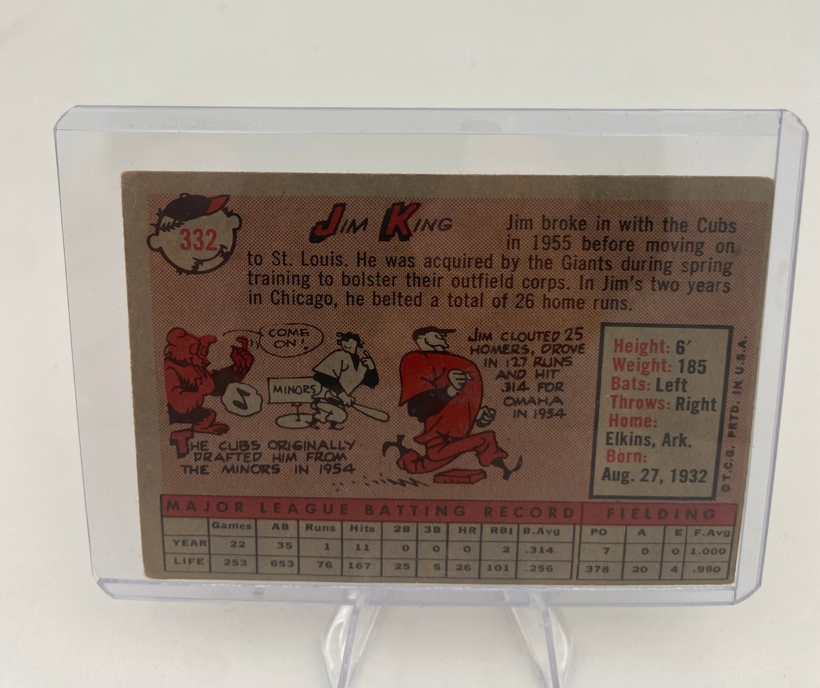 1958 Topps Jim King Baseball Card - 2