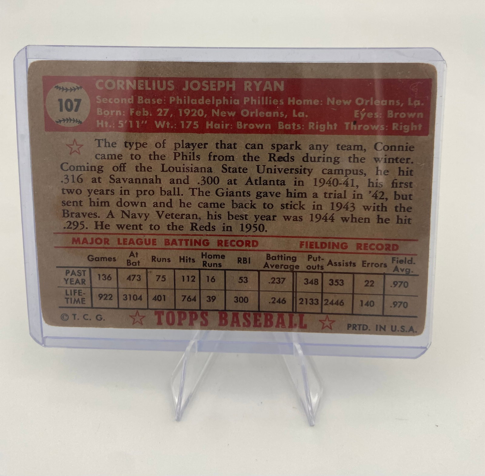 1951 Bowman Connie Ryan Baseball Card - 2