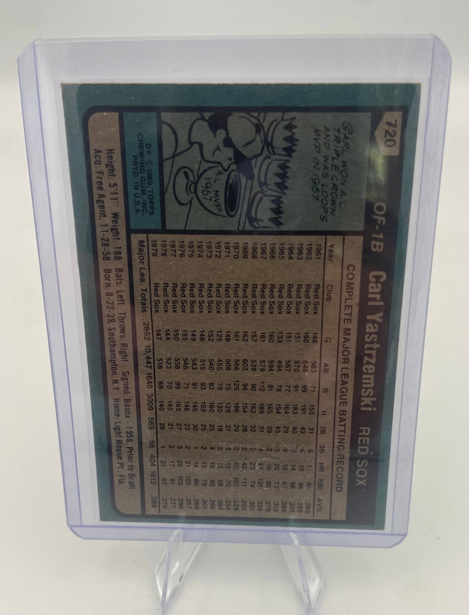 1971 Topps Carl Yastrzemski All-Star Baseball Card - 2