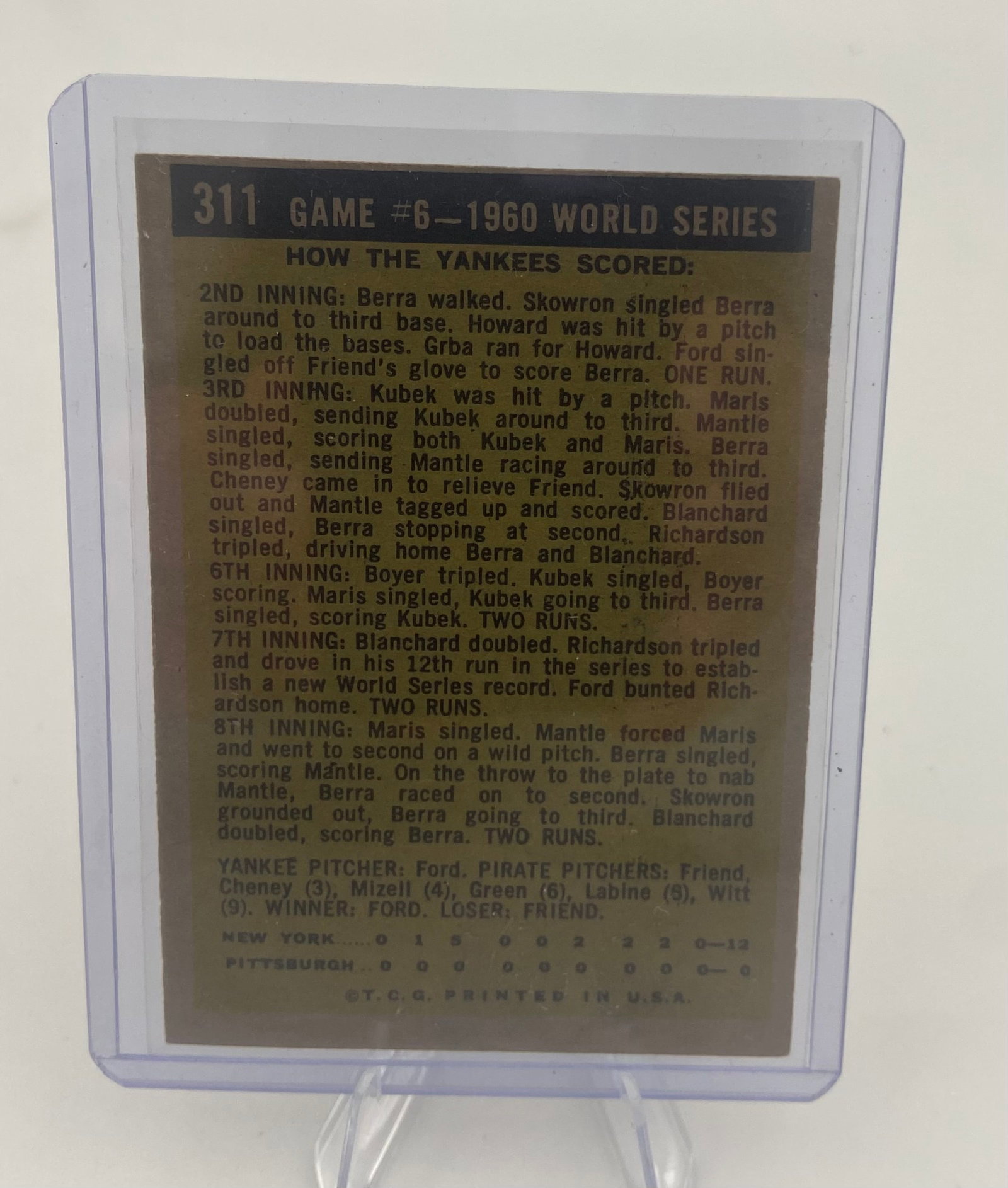 1960 Topps World Series Card 148 Ford Pitches Second Shutout - 2
