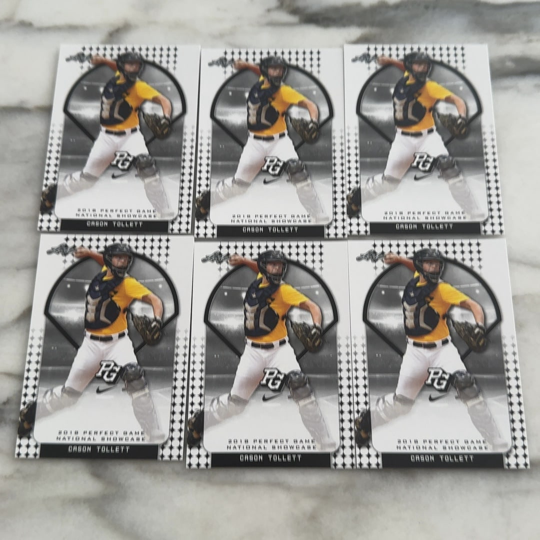 Ist Edition Cason Tollett 2018 Leaf Perfect Game #1186 -Count -Baseball Trading Cards: 6 Count - Count Lot Cason Tollett 2018 Leaf Perfect Game NIKE All-American Rookies raw - ungraded - condition is as shown and sold as is