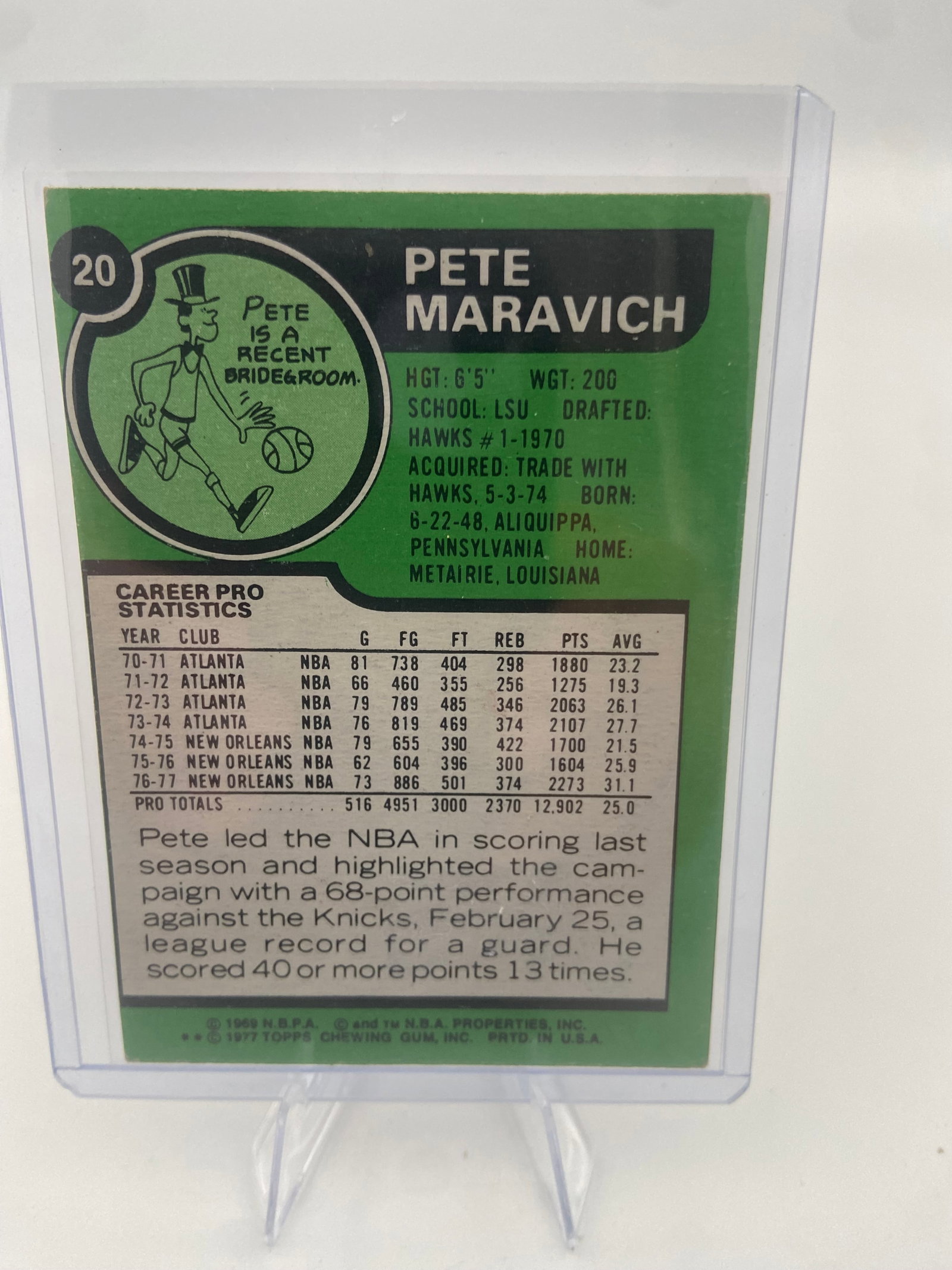1977-78 Topps Pete Maravich All-Star Card - 2