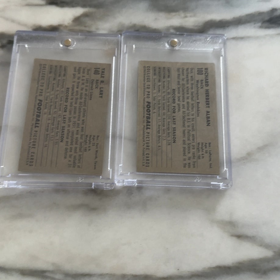 Yale Lary and Dick Alban Football Cards - 2