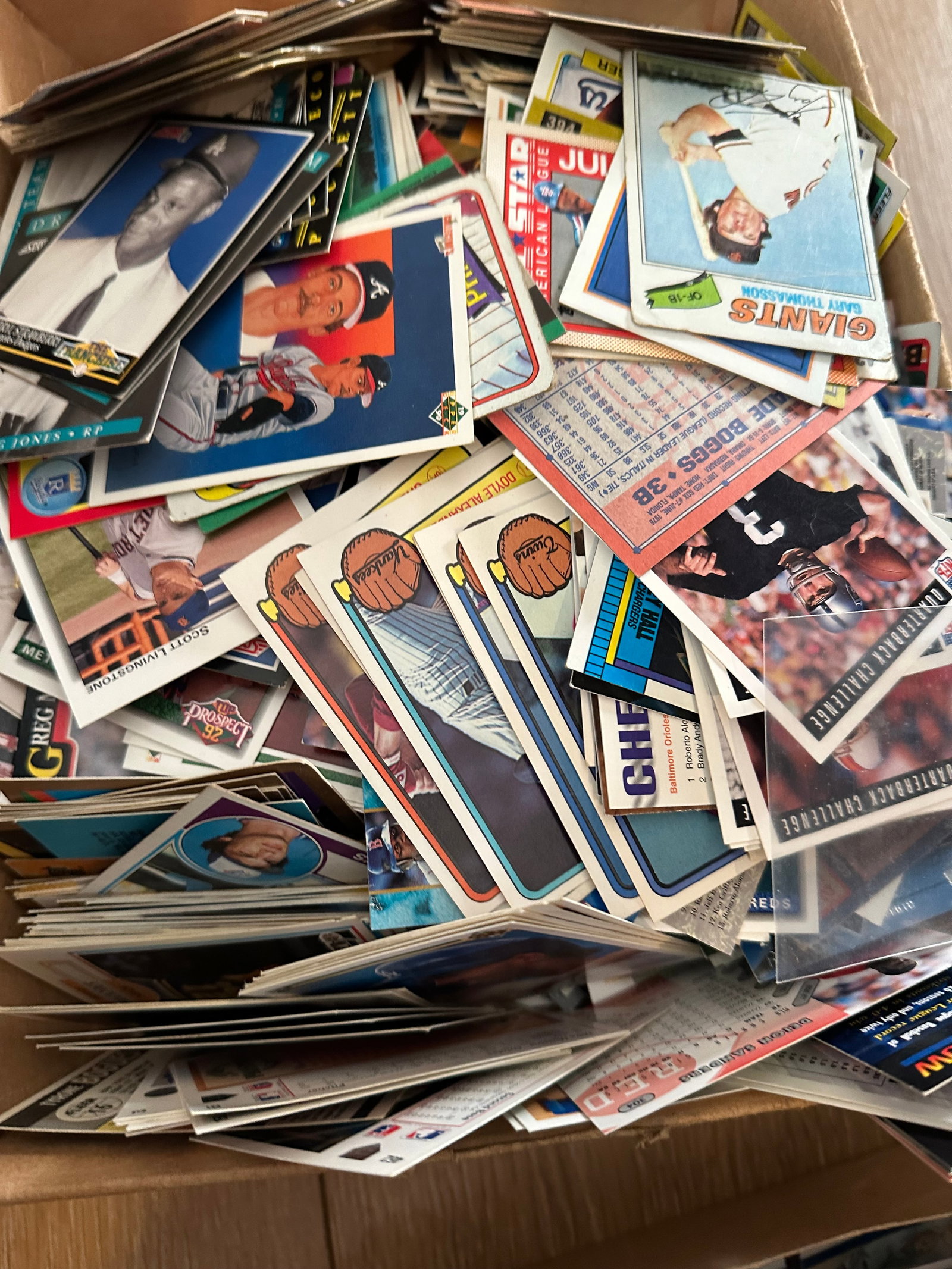 1 Box Full Of - All Sports Bulk Flat Rate Usps Box - Shipping Included: Bulk mystery box - value in bulk boxes are mixed years and sportsmlbnbanflnhlsome vintage, some recentmost wax but some great cards visible please read - pictures may not represent all, or any of the