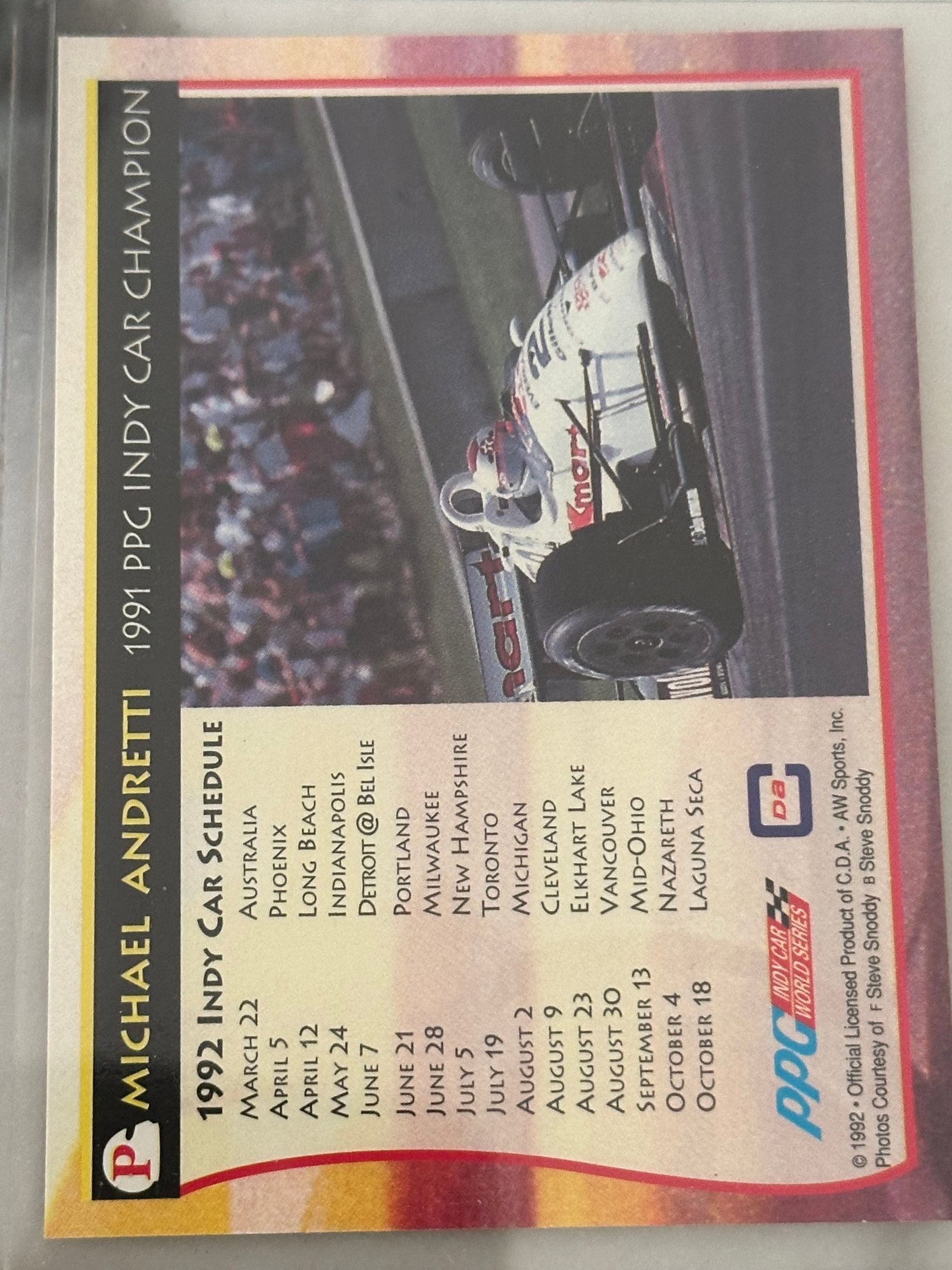 1992 Maxx Michael Andretti Racing Card - 2
