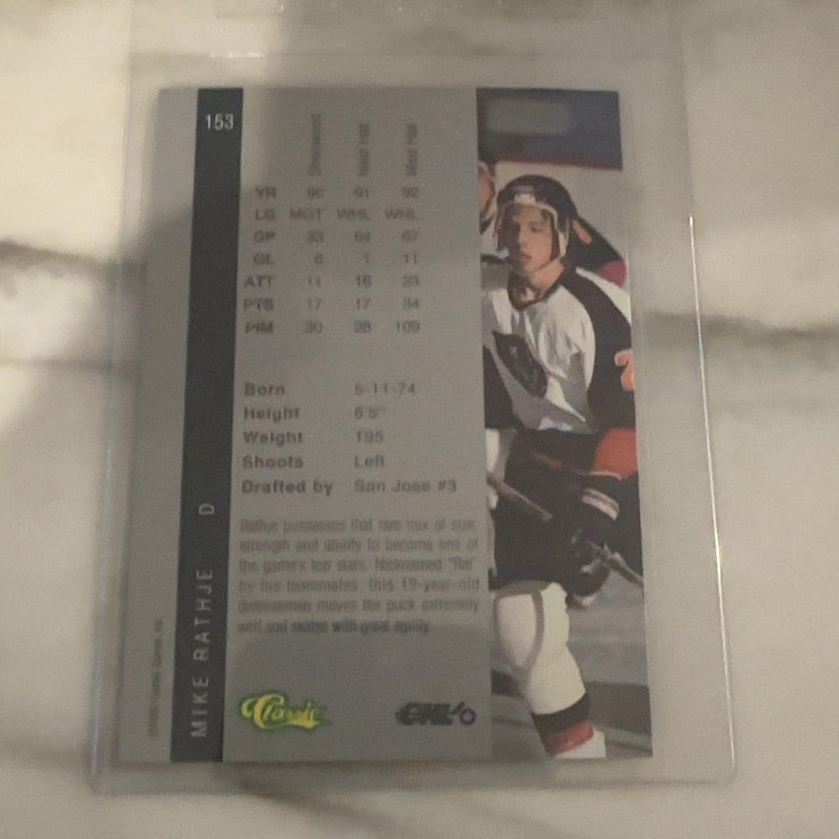 1992-93 Pinnacle Mike Rathje Hockey Card - 2