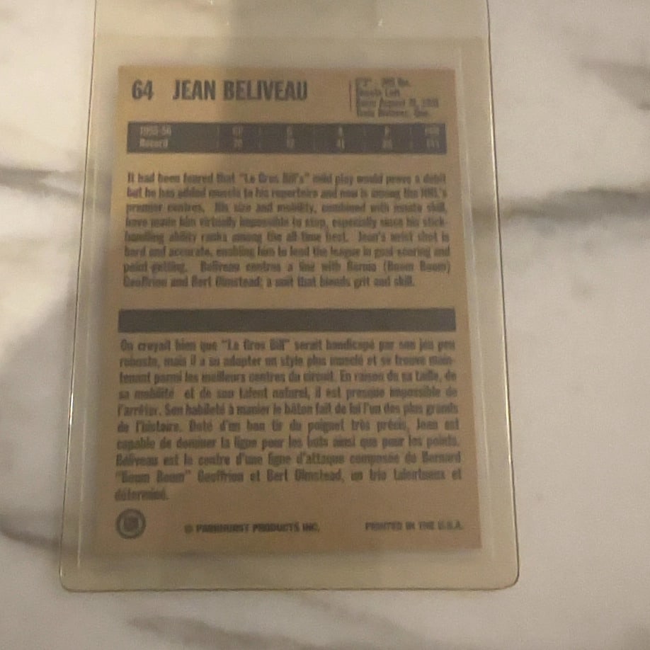 Jean Beliveau 1960-61 Parkhurst Hockey Card - 2