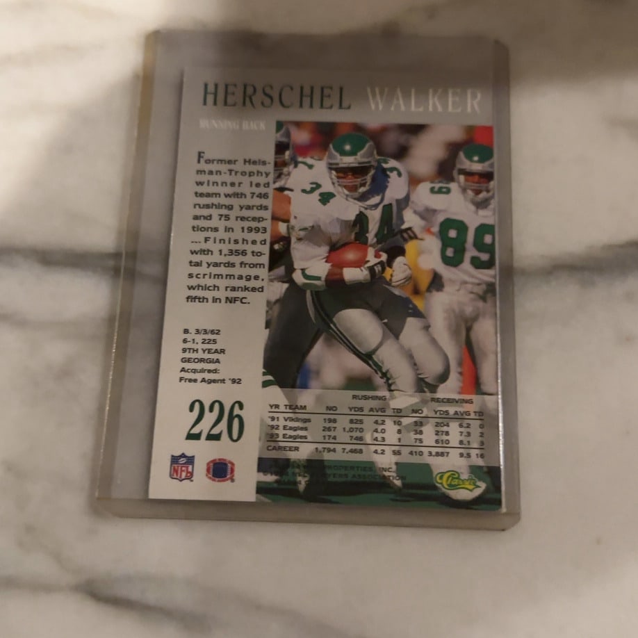 1992 Pro Line Live Herschel Walker Philadelphia Eagles - 2