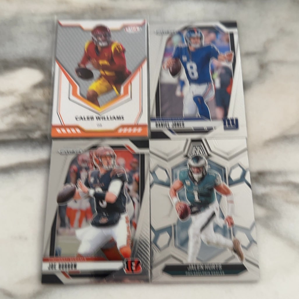 QB1 - Football Trading Cards: LOT of 4 Raw - ungraded - condition is as shown and sold as is
