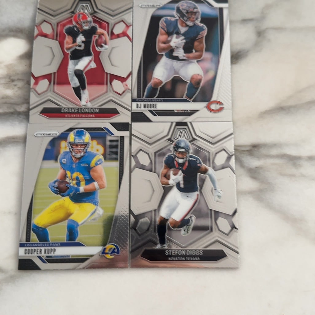 Wide Receivers Football Trading Cards: LOT of 4 Raw - ungraded - condition is as shown and sold as is