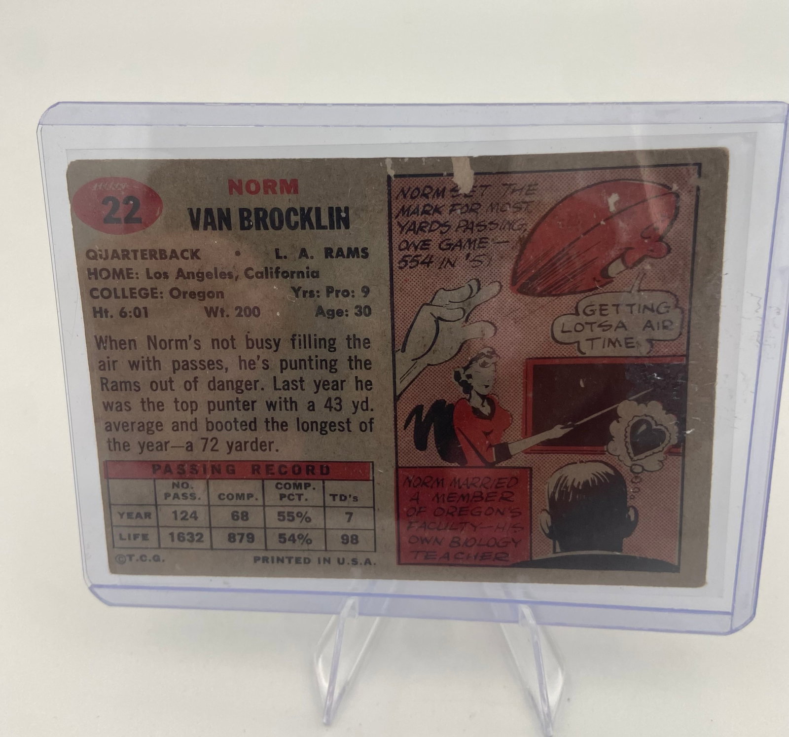 1951 Bowman Norm Van Brocklin Rams Football Card - 2