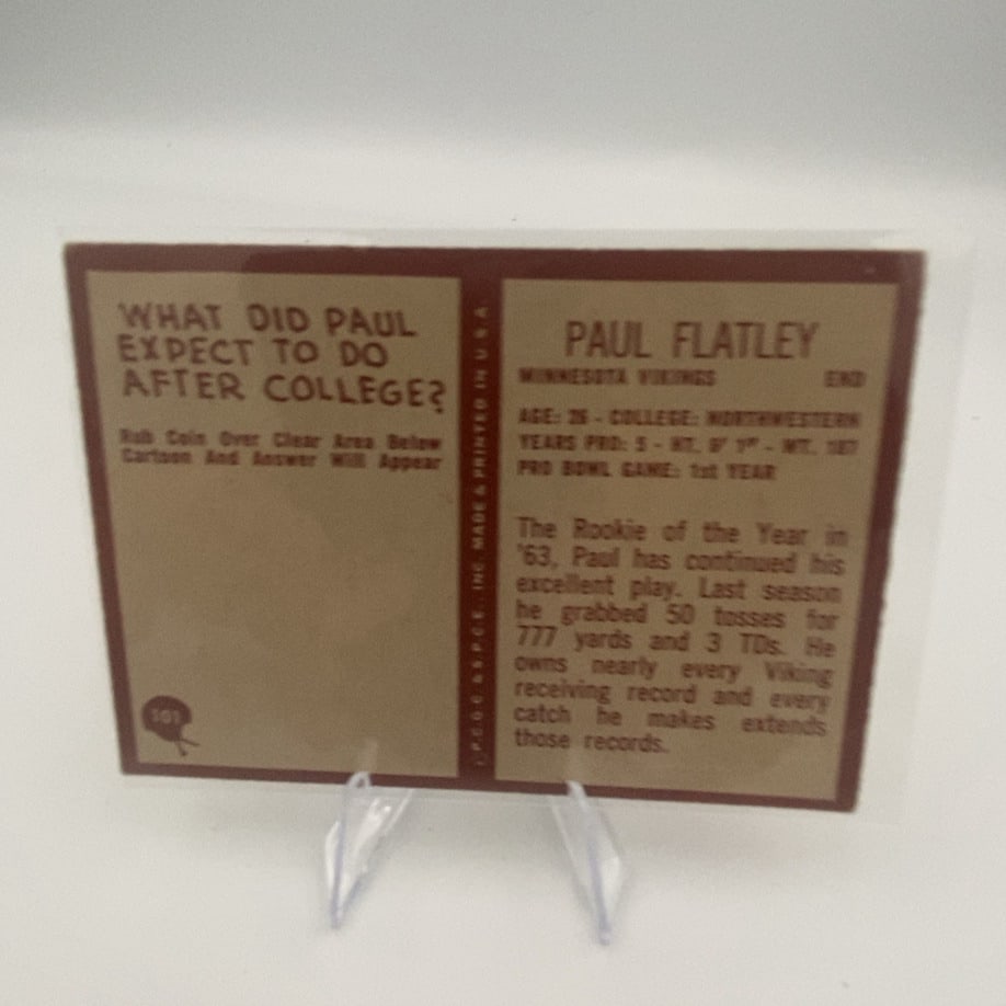 1967 Philadelphia Paul Flatley Football Card - 2