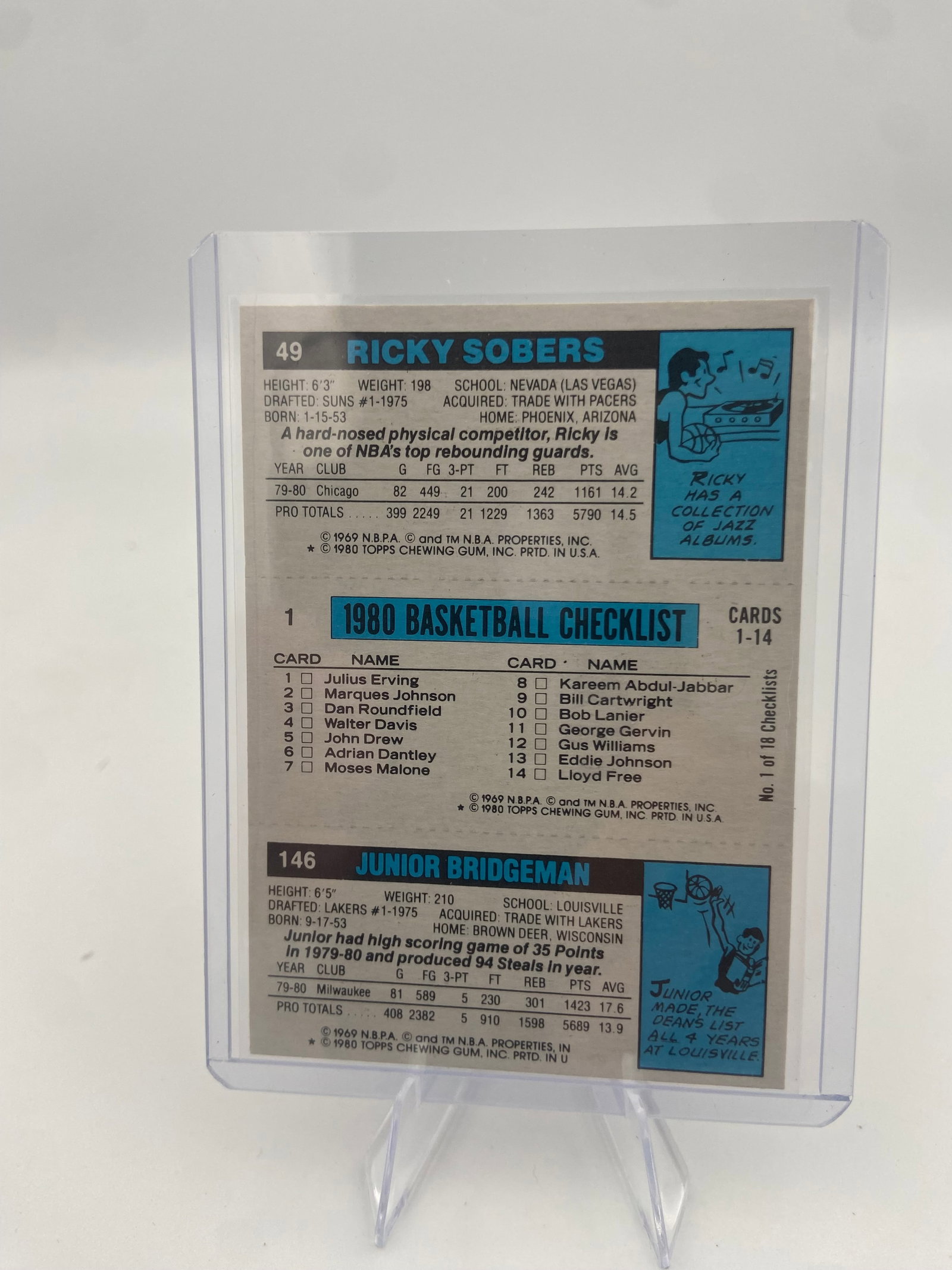 1980-81 Topps Basketball All-Star Panel Ricky Sobers Erving - 2