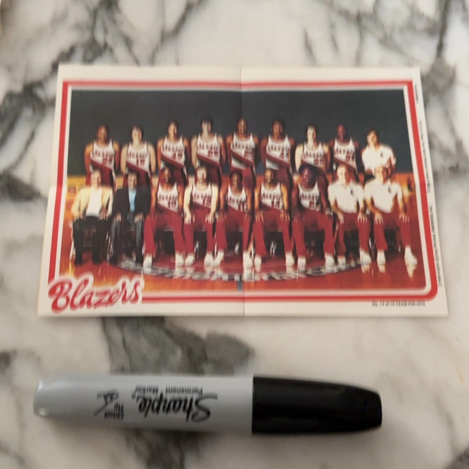 1977-78 Portland Trail Blazers Team Photo Insert: This is an original fold-out team photo insert featuring the 1977-78 Portland Trail Blazers. It was likely distributed as part of a magazine or a specialized sports commemorative issue during the