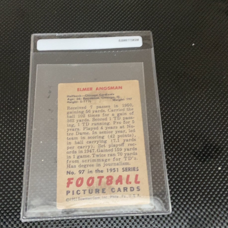 1951 Bowman #97 Elmer Angsman vintage football trading card - 2