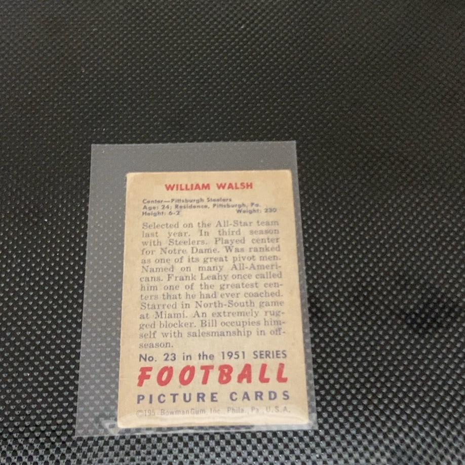 1948 Leaf William Walsh Football Card - 2