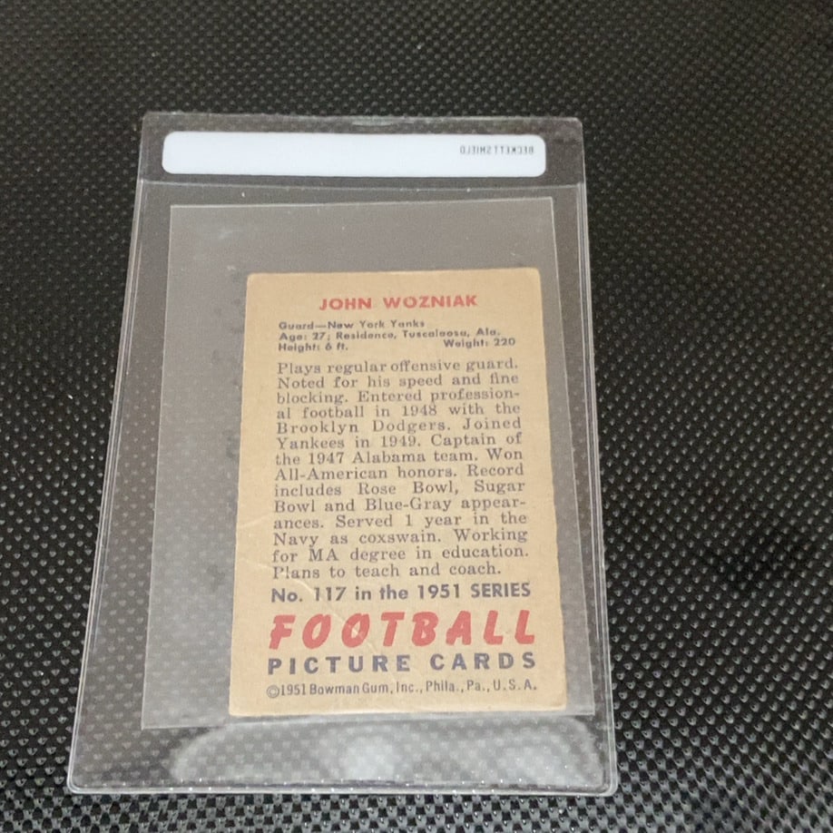 Vintage John Wozniak Football Trading Card - 2