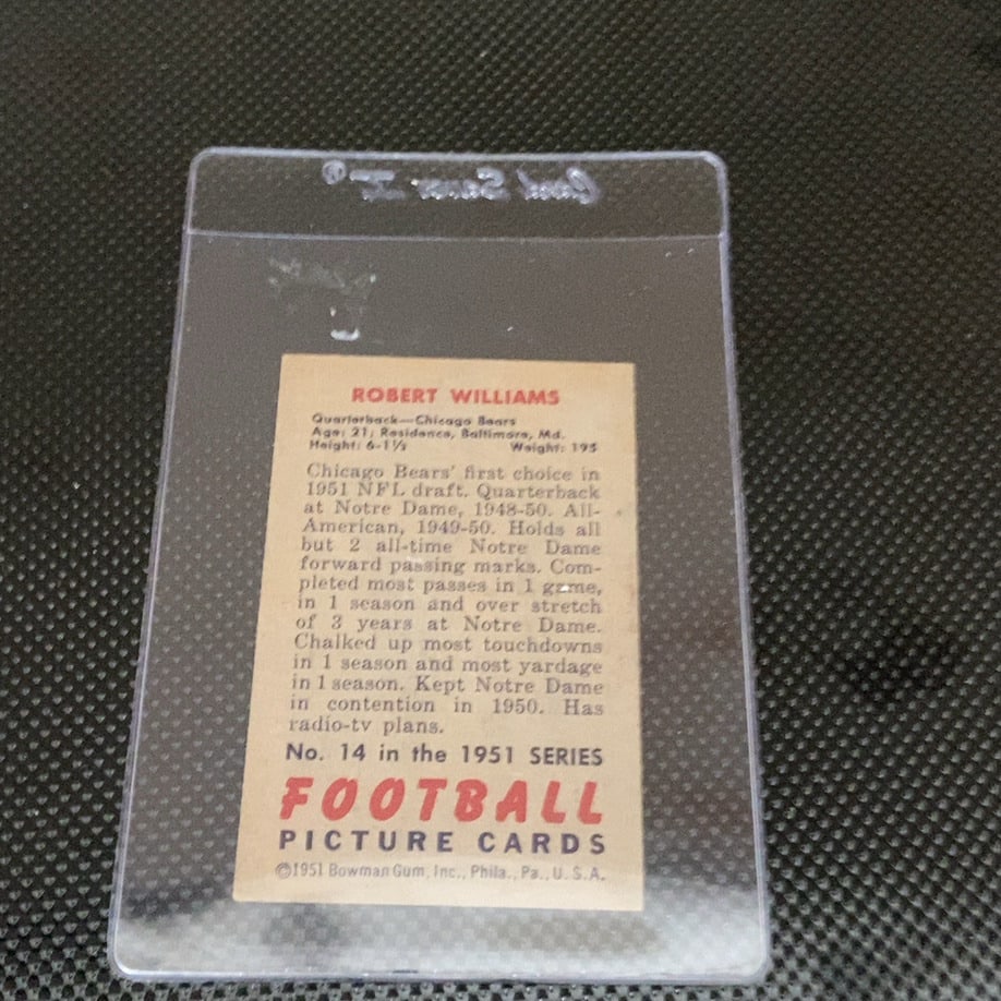 Vintage Robert Williams Football Trading Card with Blue Bear - 2