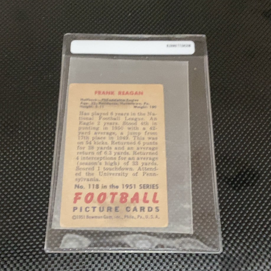 1948 Leaf Football Frank Reagan Rookie Card - 2