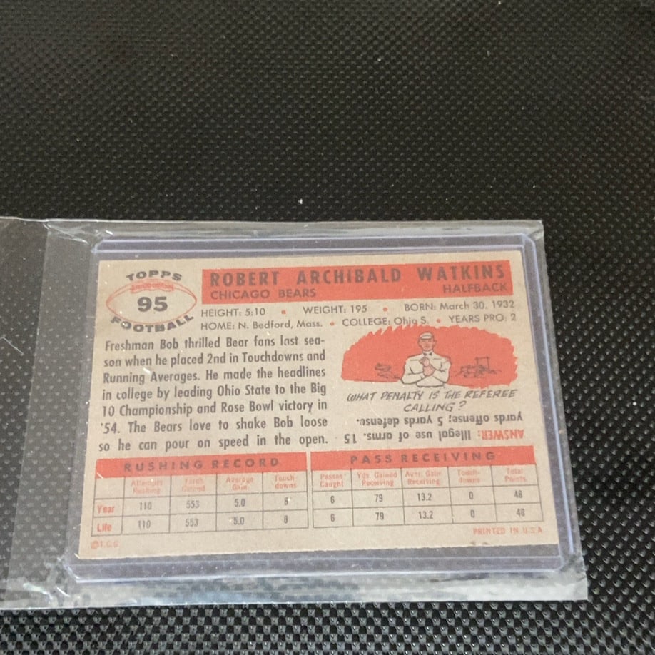 Vintage Bobby Watkins Chicago Bears Trading Card - 2