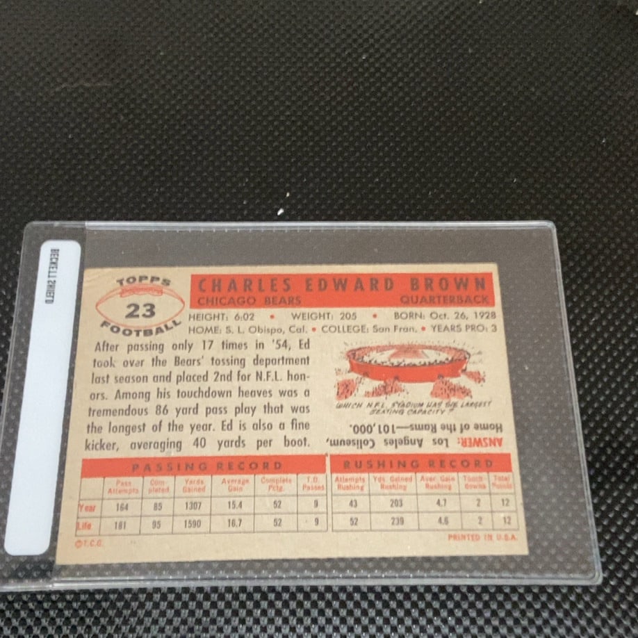 Vintage Ed Brown Chicago Bears Trading Card - 2