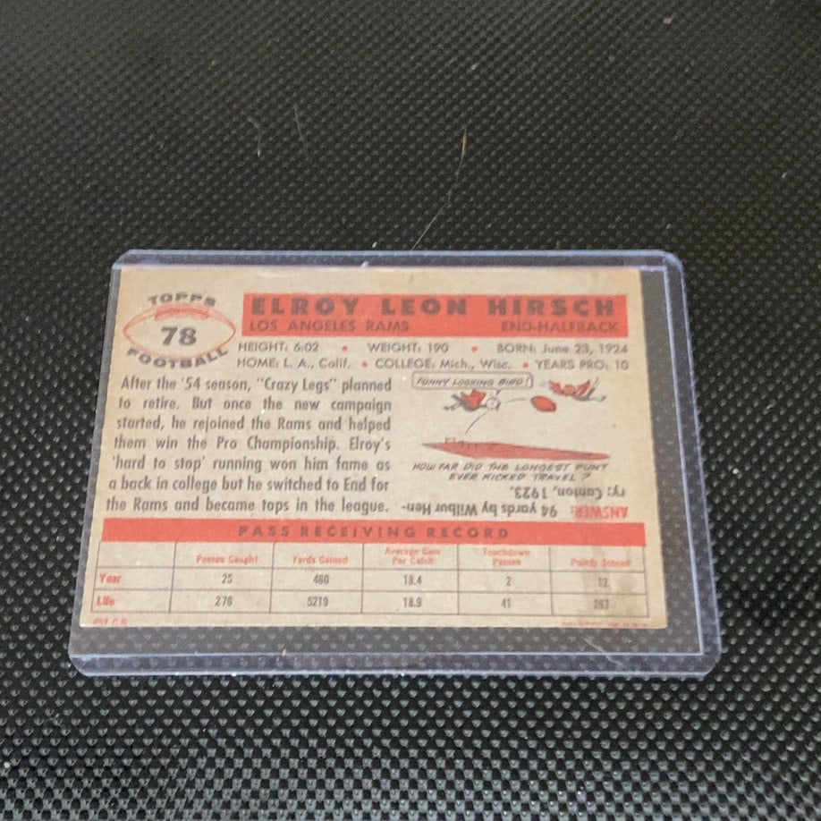 1954 Bowman Elroy Hirsch Los Angeles Rams Football Card - 2