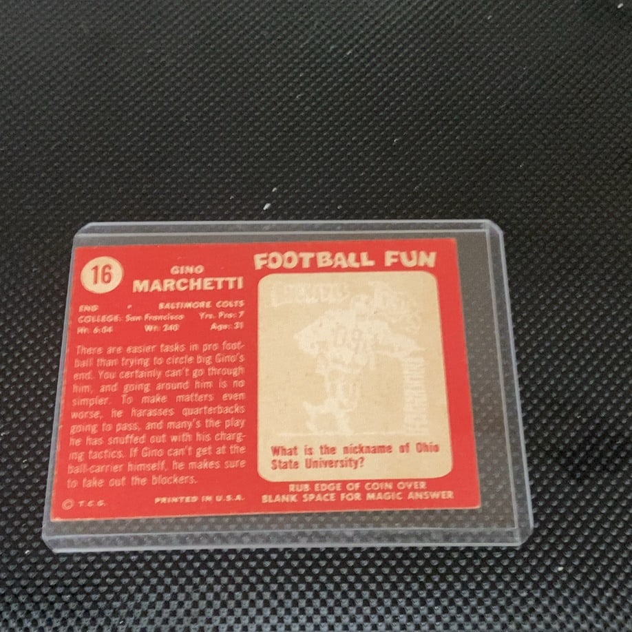 Vintage Gino Marchetti Baltimore Colts Sports Card - 2