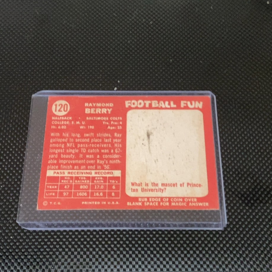 Vintage Raymond Berry Baltimore Colts Trading Card - 2