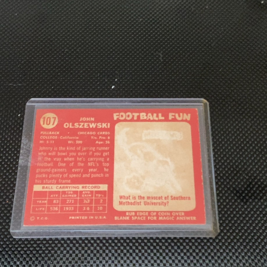 1959 Topps John Olszewski Chicago Cardinals Card - 2