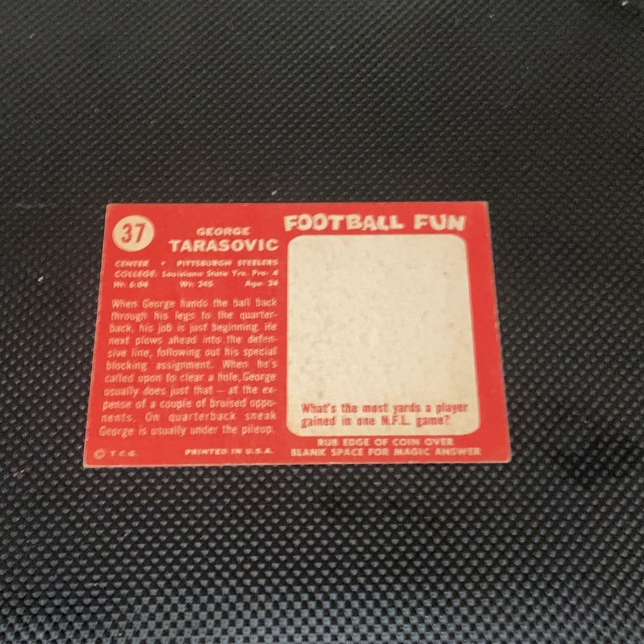 1961 Topps George Tarasovic Pittsburgh Steelers Card - 2