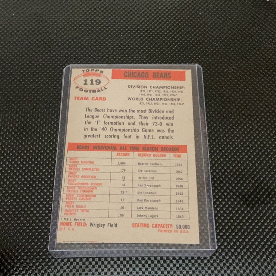 1955 Bowman Chicago Bears Team Card #129 - 2