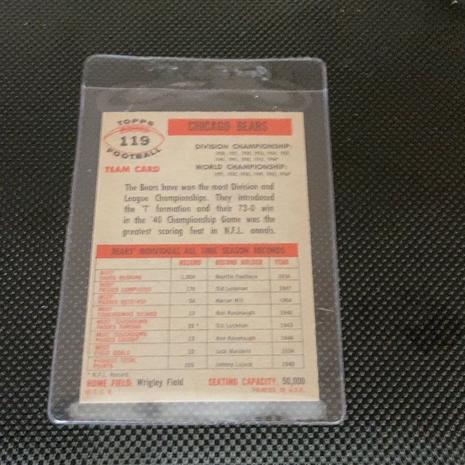 1955 Bowman Chicago Bears Team Card - 2