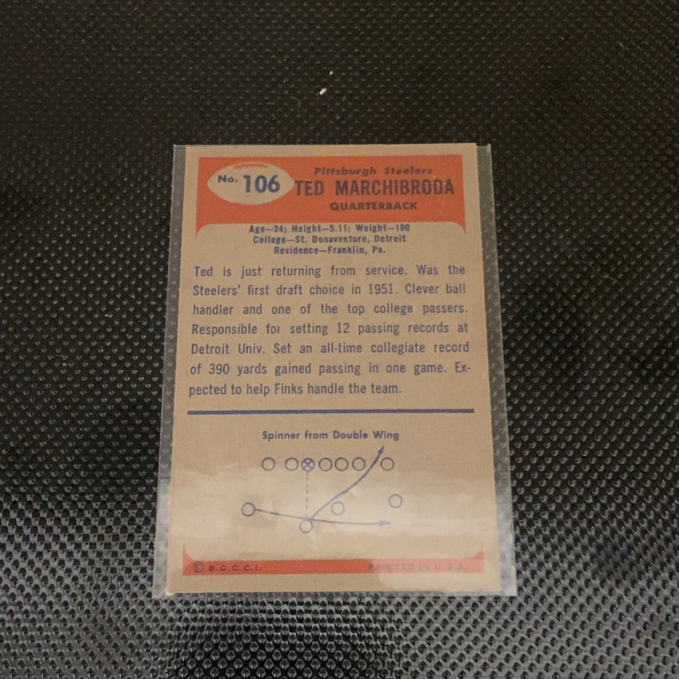Ted Marchibroda Pittsburgh Steelers Vintage Trading Card - 2