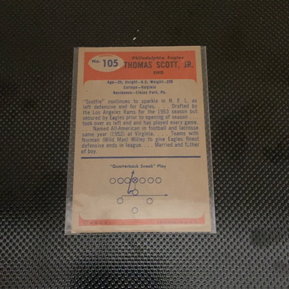 1957 Topps Tom Scott Philadelphia Eagles Football Card - 2