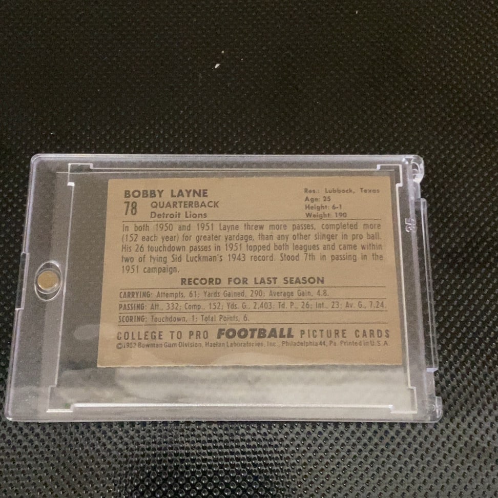 Bobby Layne Detroit Lions - 2