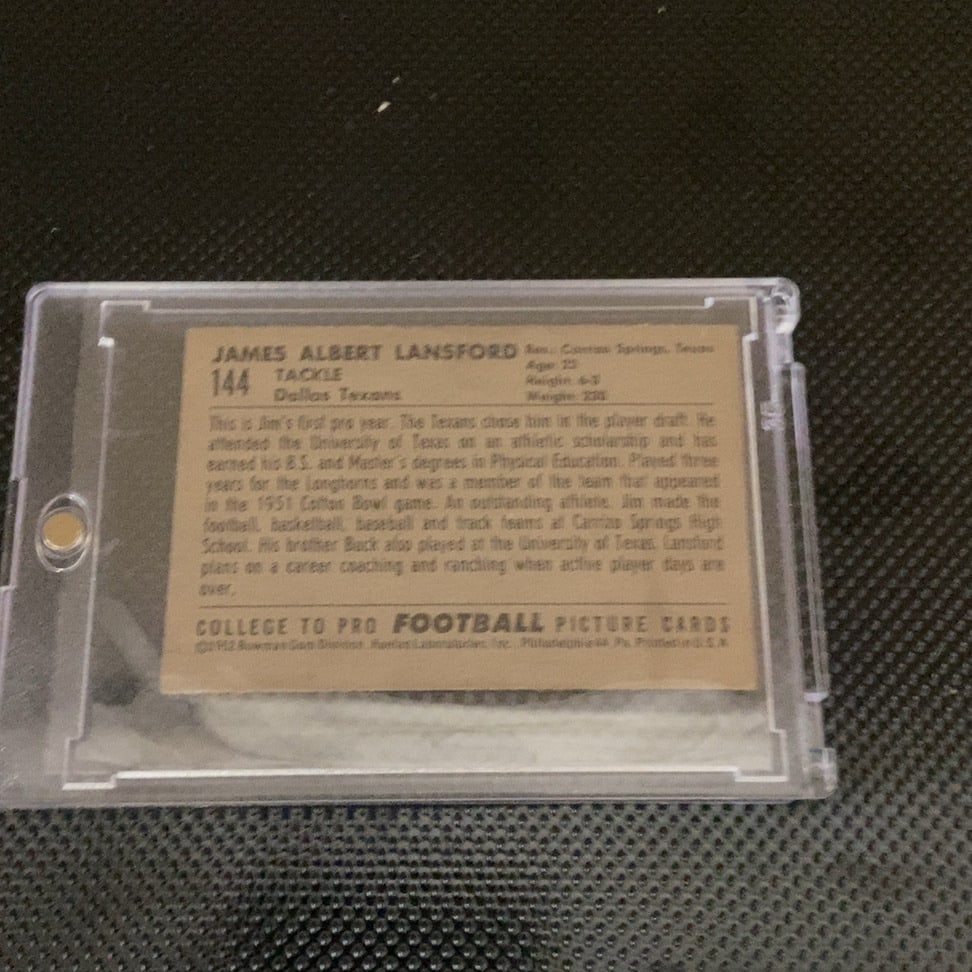 1955 Topps All-American Jim Lansford Football Card - 2