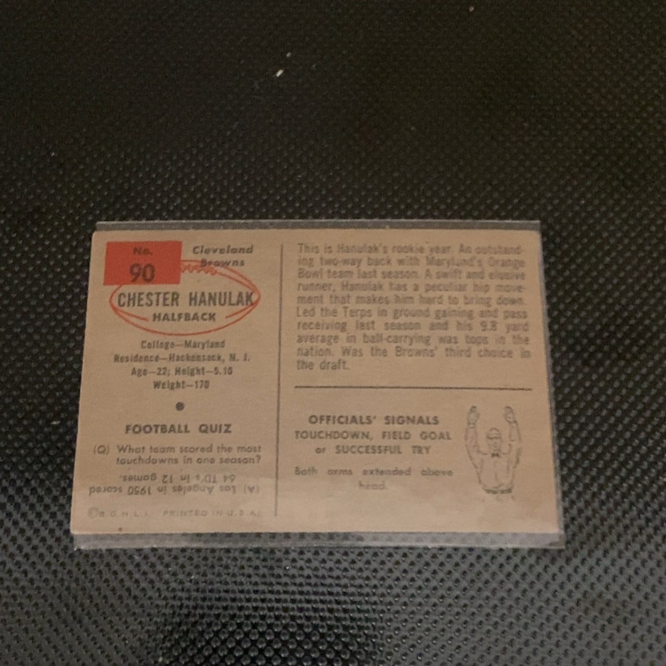 Vintage Chester Hanulak Cleveland Browns Trading Card - 2