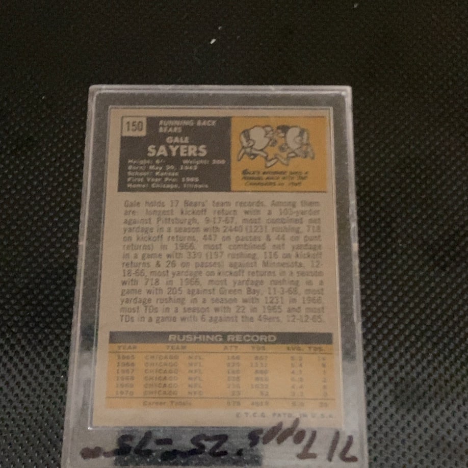 1971 Topps Gale Sayers Chicago Bears Football Card - 2