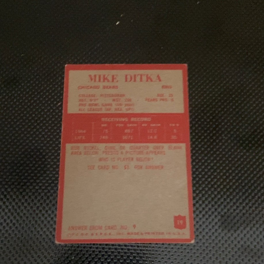 Vintage Mike Ditka Chicago Bears Football Card - 2